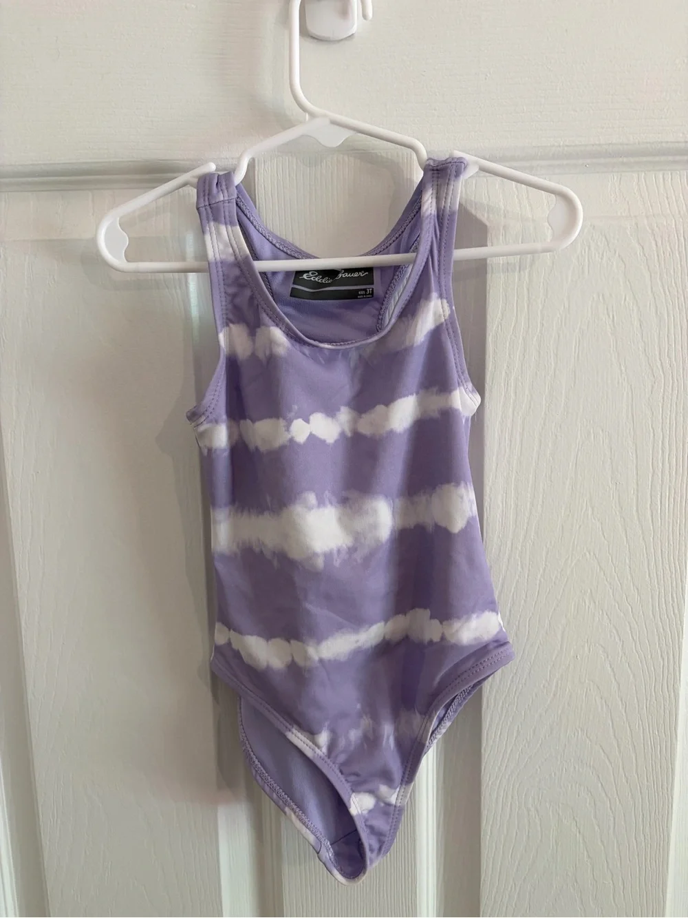 Eddie Bauer Light Purple & White One Piece Swimsuit W/Hooded Cover-Up - Size 3T